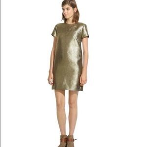 Madewell Metallic Gold Shift Dress